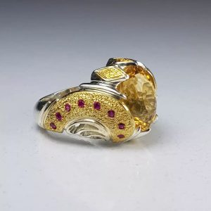 انگشتر سیترین طلایی کد ۱۱۸۲۵