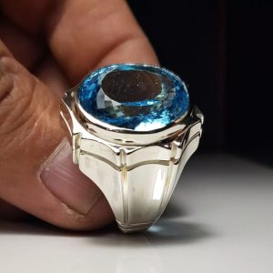 انگشتر توپاز آبی کد ۱۱۸۳۶
