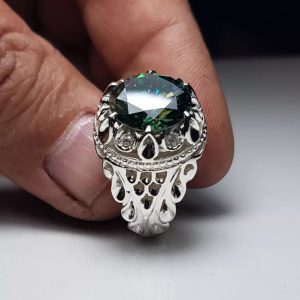 انگشتر موزانایت سبز روسی کد ۱۱۸۳۸
