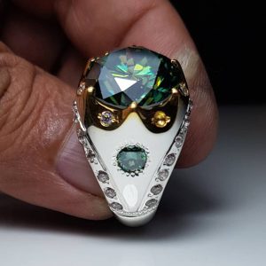 انگشتر موزانایت سبز روسی کد ۱۱۸۴۳