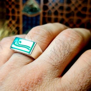 انگشتر عقیق سبز حکاکی کد ۱۱۸۶۰