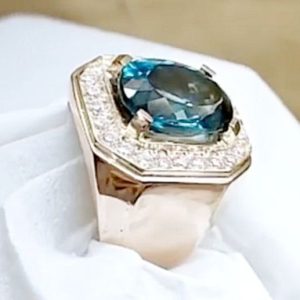 انگشتر توپاز آبی مردانه کد ۱۱۸۹۷