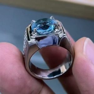 انگشتر توپاز آبی مردانه کد ۱۱۹۰۰