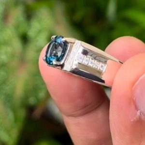 انگشتر توپاز آبی مردانه کد ۱۱۹۳۲