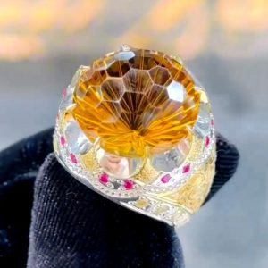 انگشتر سیترین مردانه کد ۱۱۹۶۶