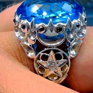 انگشتر توپاز آبی مردانه کد ۱۱۹۷۵