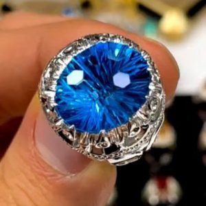 انگشتر توپاز آبی مردانه کد ۱۱۹۸۰