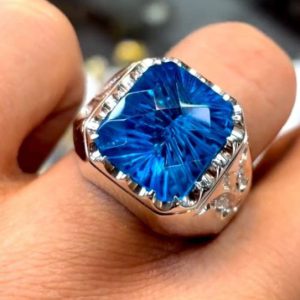 انگشتر توپاز آبی مردانه کد ۱۱۹۸۱