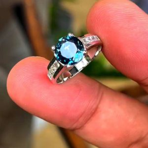 انگشتر توپاز مردانه آبی کد ۱۱۹۸۲