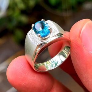 انگشتر توپاز مردانه آبی کد ۱۱۹۸۴