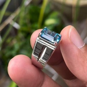 انگشتر توپاز مردانه آبی کد ۱۱۹۹۲