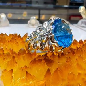 انگشتر توپاز مردانه آبی کد ۱۱۹۹۹