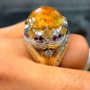 انگشتر سیترین مردانه کد ۱۲۰۰۵