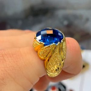 انگشتر توپاز مردانه آبی کد ۱۲۰۰۶