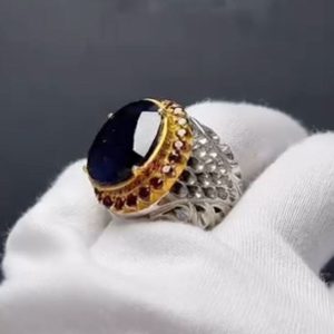 انگشتر یاقوت کبود مردانه کد ۱۲۰۱۴