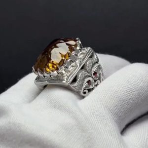 انگشتر سیترین مردانه کد ۱۲۰۱۶