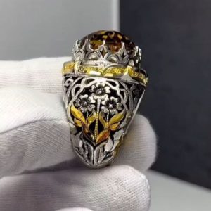 انگشتر سیترین مردانه کد ۱۲۰۲۳