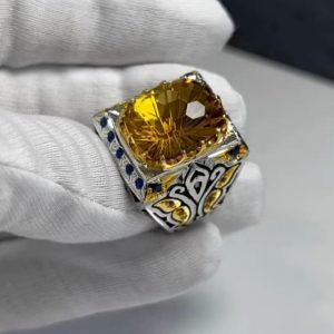 انگشتر سیترین مردانه کد ۱۲۰۲۴