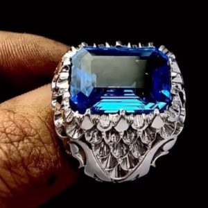 انگشتر توپاز مردانه آبی کد ۱۲۰۲۷