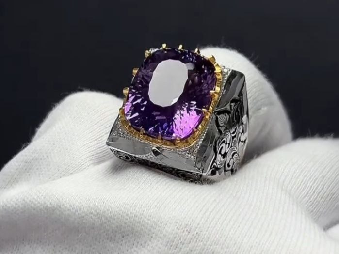 انگشتر آمیتیست مردانه کد 12029 - Image 2