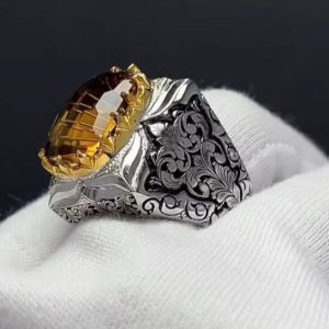 انگشتر سیترین مردانه کد ۱۲۰۳۰