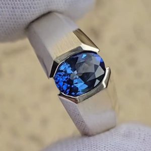 انگشتر توپاز مردانه آبی کد ۱۲۰۳۷