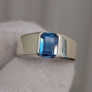 انگشتر توپاز مردانه آبی کد ۱۲۰۳۹