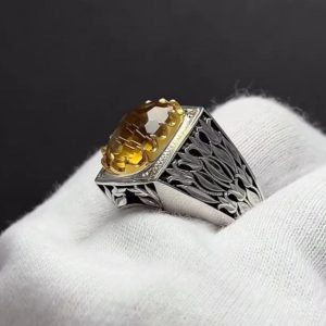 انگشتر سیترین مردانه کد ۱۲۰۴۶