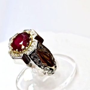 انگشتر یاقوت سرخ مردانه کد ۱۲۰۵۱