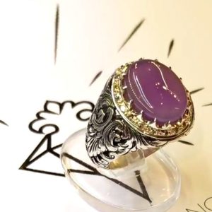 انگشتر عقیق کبود یمنی کد ۱۲۰۵۲