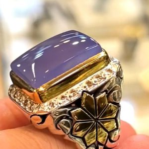 انگشتر عقیق کبود یمنی کد ۱۲۰۵۹