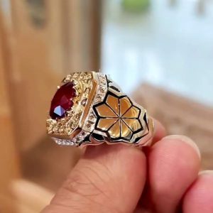 انگشتر یاقوت سرخ مردانه کد ۱۲۰۶۰