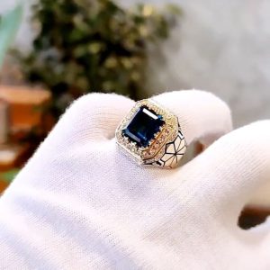 انگشتر توپاز آبی مردانه کد ۱۲۰۶۱