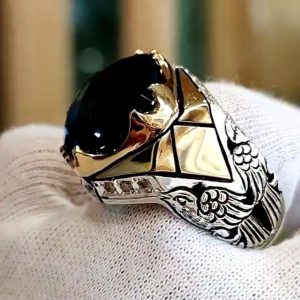 انگشتر توپاز آبی مردانه کد ۱۲۰۶۴