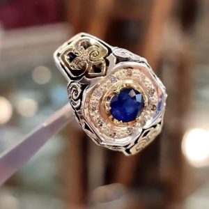 انگشتر یاقوت کبود مردانه کد ۱۲۰۶۹