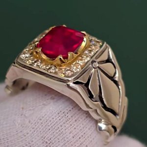 انگشتر یاقوت سرخ مردانه کد ۱۲۰۷۳