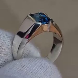 انگشتر توپاز آبی مردانه کد ۱۲۰۷۸