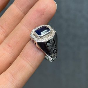 انگشتر یاقوت کبود مردانه کد ۱۲۰۹۲