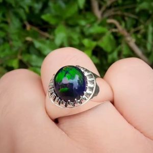 انگشتر اوپال مشکی مردانه کد ۱۲۱۰۶