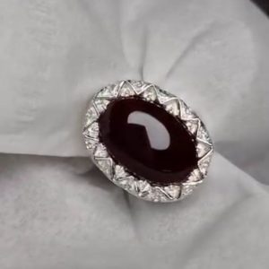 انگشتر عقیق یمنی مشکی کد ۱۲۱۰۸