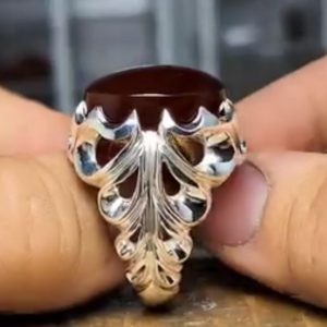 انگشتر عقیق کبدی کد ۱۲۱۱۴