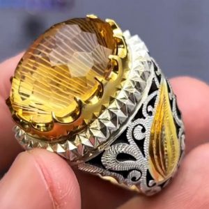 انگشتر سیترین مردانه کد ۱۲۱۱۹