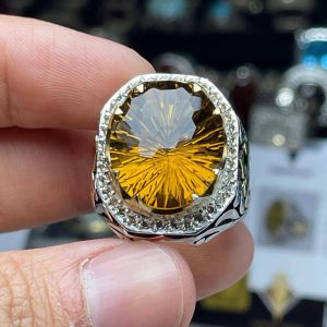 انگشتر سیترین مردانه کد ۱۲۱۲۸