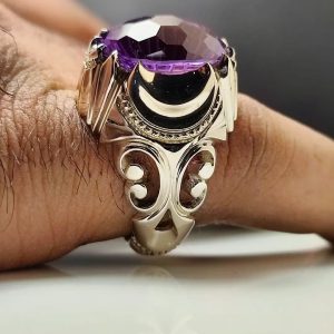 انگشتر آمیتیست مردانه کد ۱۲۱۲۹