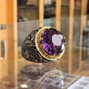 انگشتر آمیتیست مردانه کد ۱۲۱۳۲