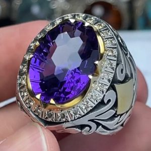 انگشتر آمیتیست مردانه کد ۱۲۱۴۸