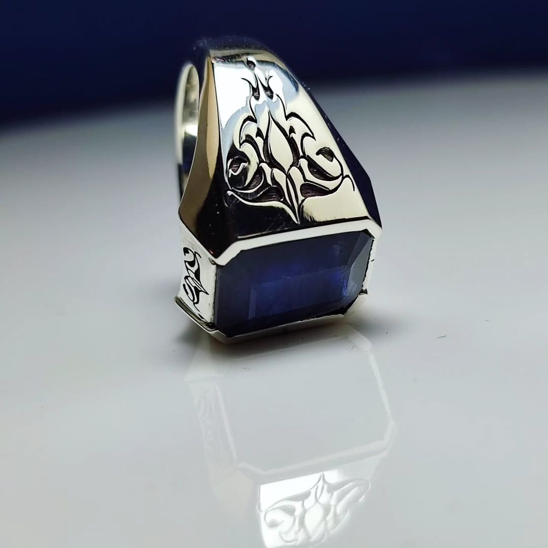 انگشتر یاقوت کبود کد 12159 - Image 3