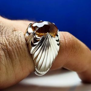 انگشتر سیترین مردانه کد ۱۲۱۶۲