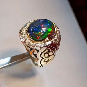 انگشتر اوپال مشکی مردانه کد ۱۲۱۶۴