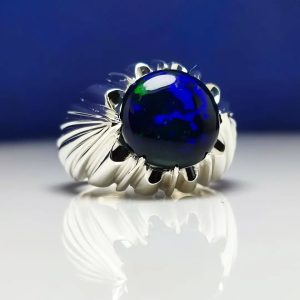 انگشتر اوپال مشکی مردانه کد ۱۲۱۶۵